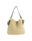 Striped Knot Handle Straw Tote