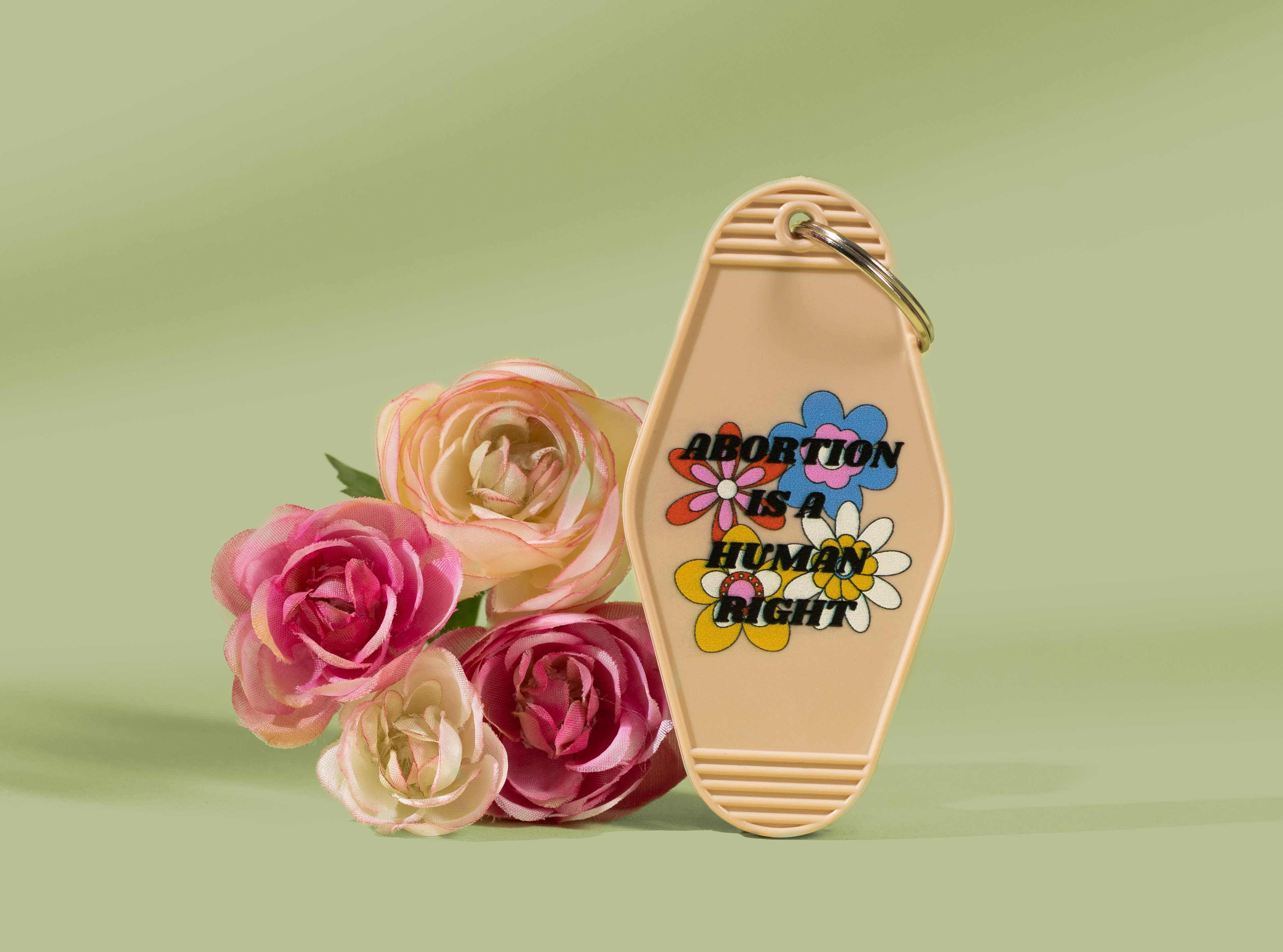 Abortion is a Human Right Pro-Choice Keychain '70s Groovy