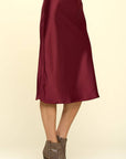Made in USA Solid Satin Midi Skirt