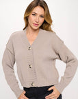 Thick Knit Long Sleeve Cardigan with Buttons