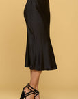 Made in USA Solid Satin Midi Skirt