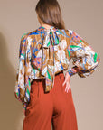Retro bow tie neck blouse