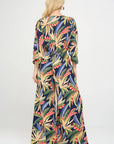 Made in USA Tropical Print V neck Wide Leg Jumpsuit