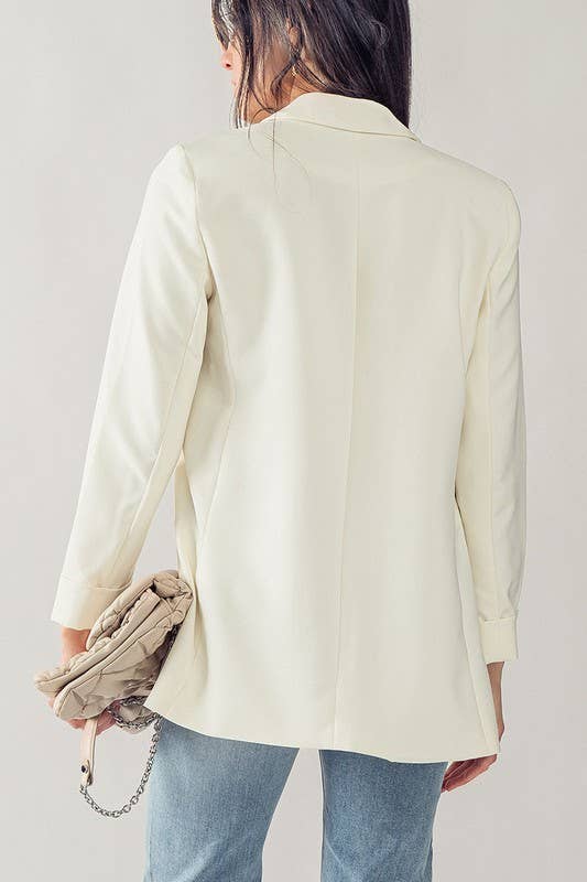Simple Structured Blazer with Welt Pockets
