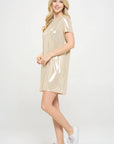 Made in USA Metallic Short Sleeve Dress