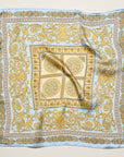Satin Baroque Square Scarf | Vintage Ornate Scroll Print