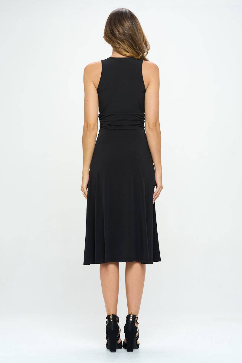 Deep V Neck Dress with Slit