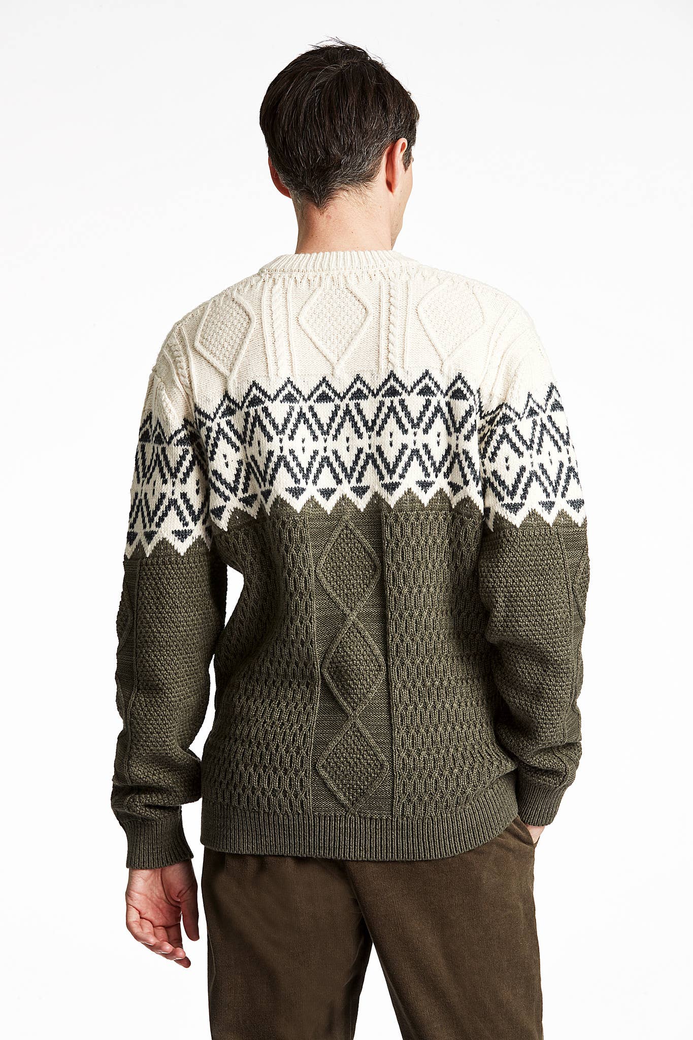 Cable Sweater with two color yolk