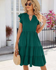 V-neck Ruffle Sleeve Dress