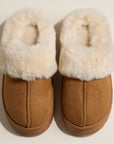 Faux Suede Fur Trim Platform Slippers | Cozy House Shoes