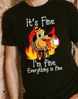 It's Fine Everything Is Fine - Funny Meme Dog Fire T-Shirt