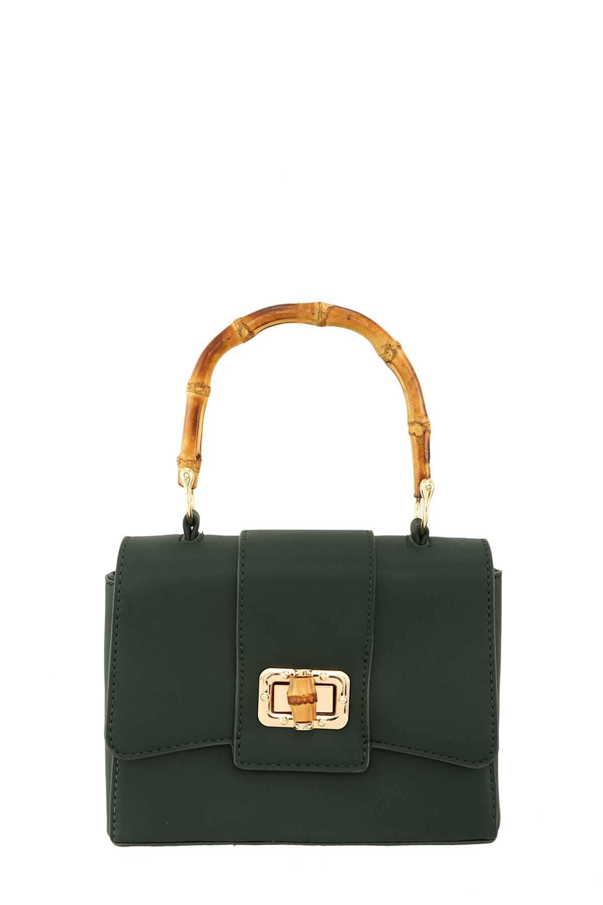 Vintage Style Crossbody Bag with Bamboo Handle