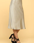 Made in USA Solid Satin Midi Skirt