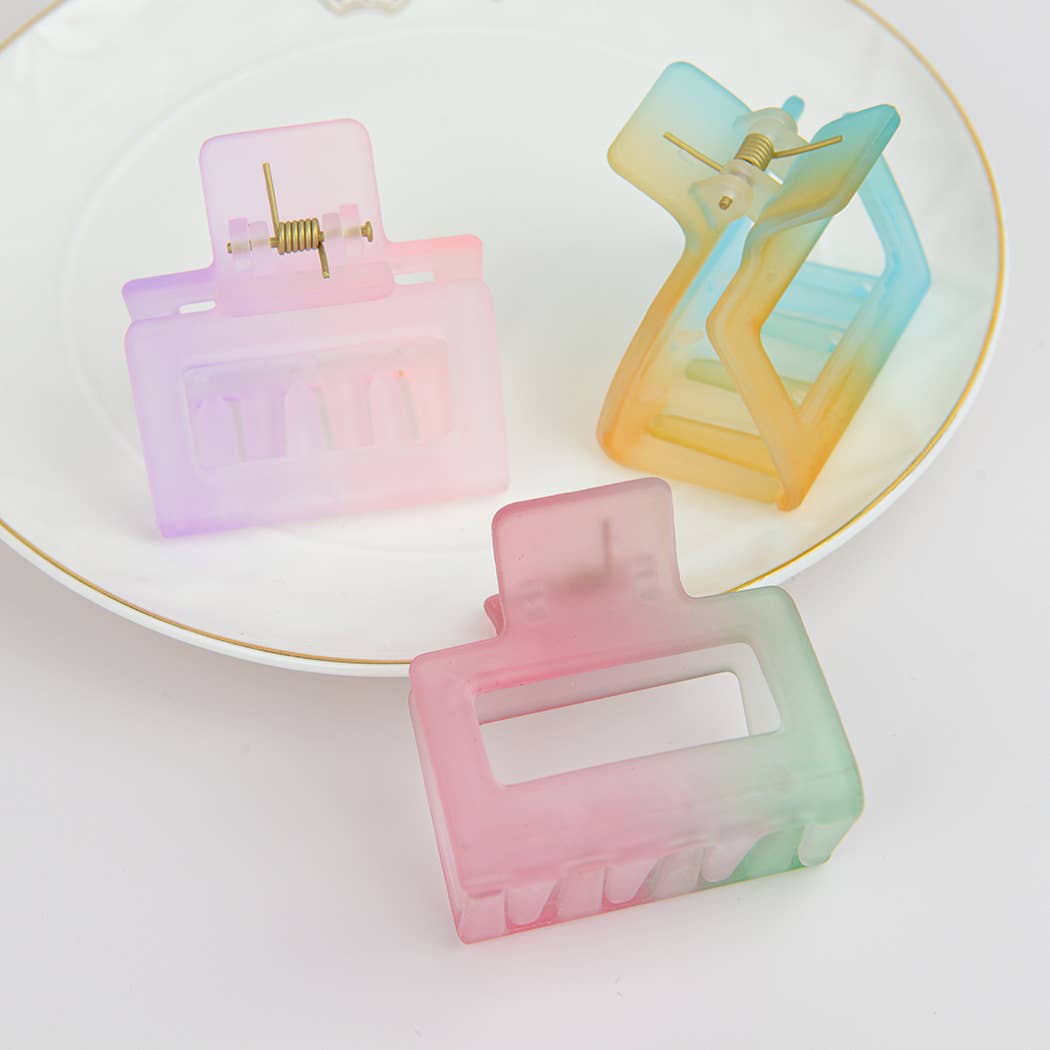 French Matte Gradient Square Medium Hair Claw Clips