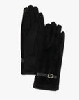 Tech Touch suede and fur gloves with buckle