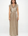 Made in USA Sleeveless Metallic Maxi Dress
