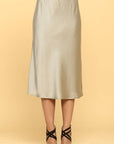 Made in USA Solid Satin Midi Skirt