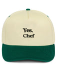 Yes Chef Snapback Hat - Cream Green Embroidered