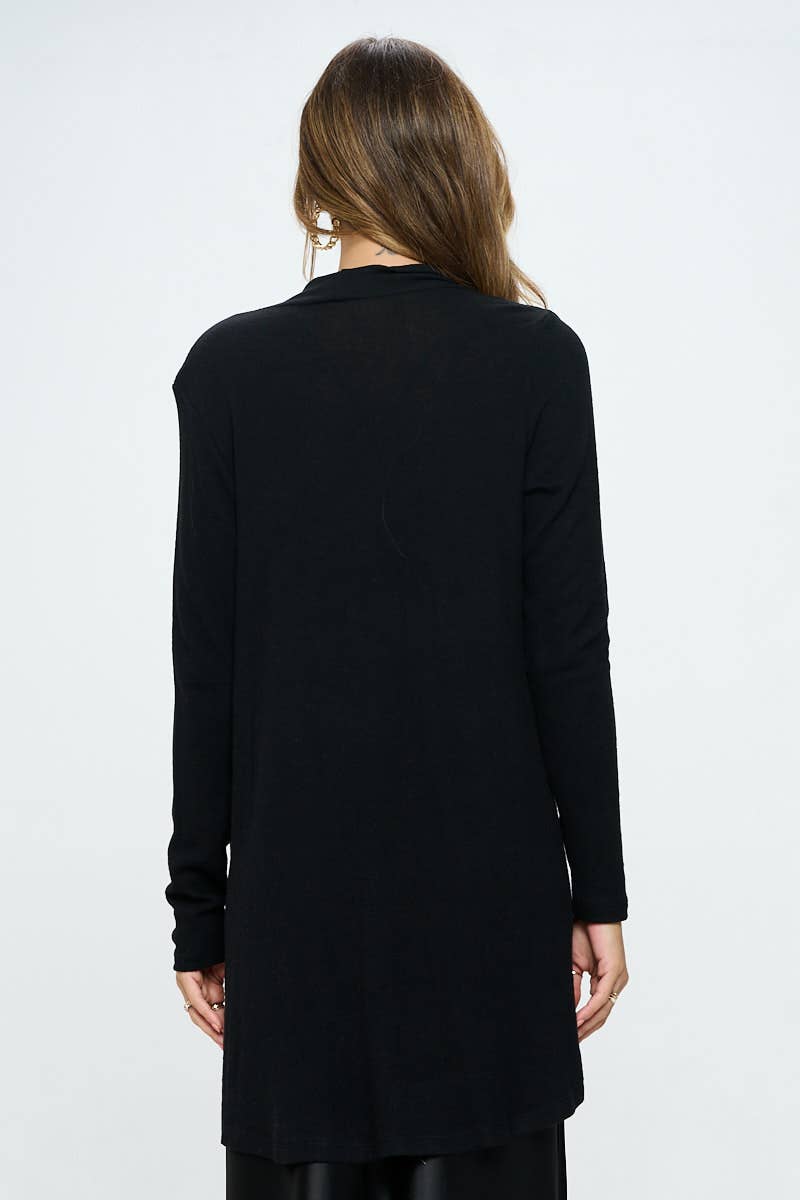 Made in USA Brushed Knit Draped Cardigan with Cashmere Feel