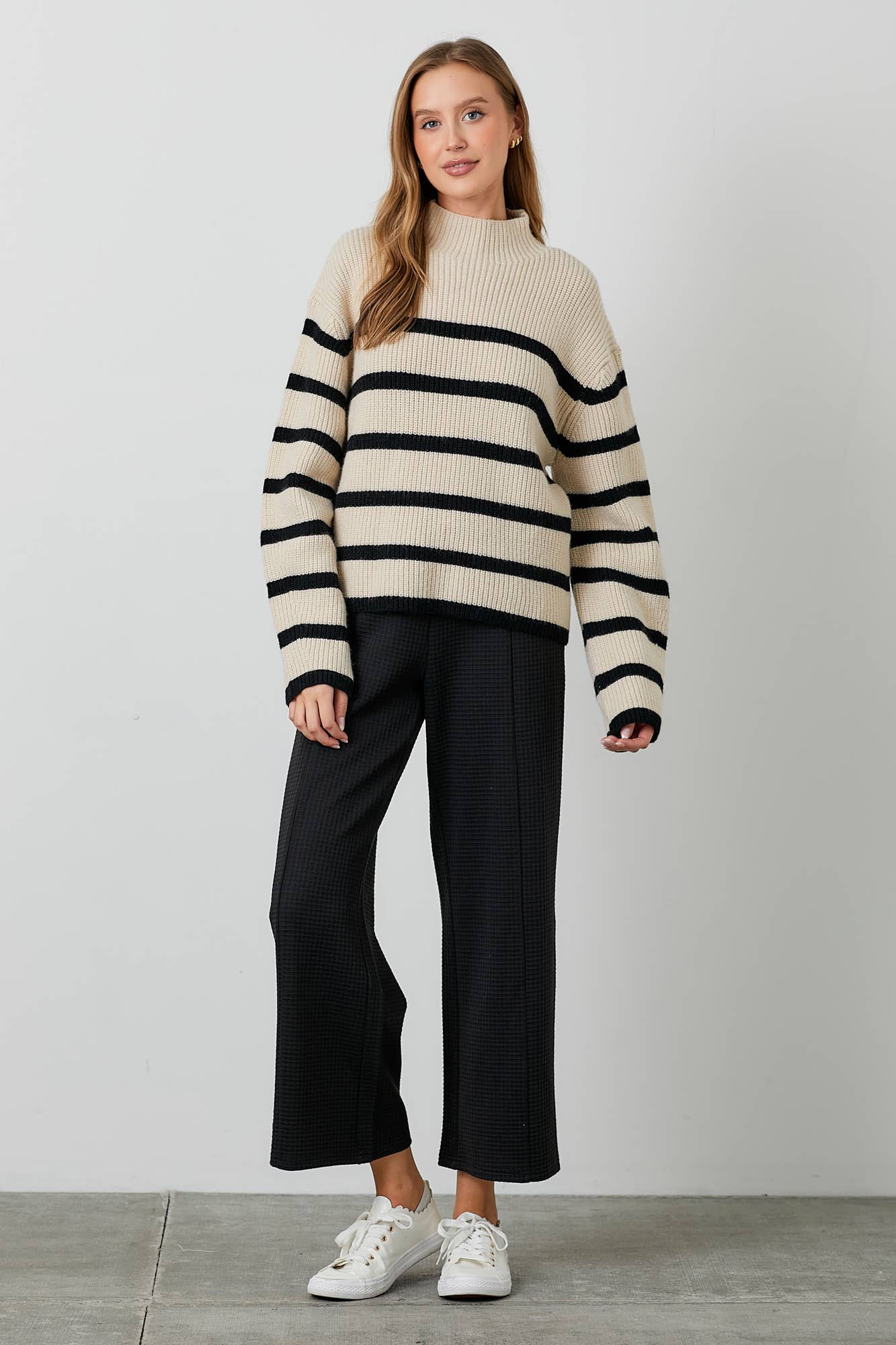 Mock Neck Ribbed Knit Sweater