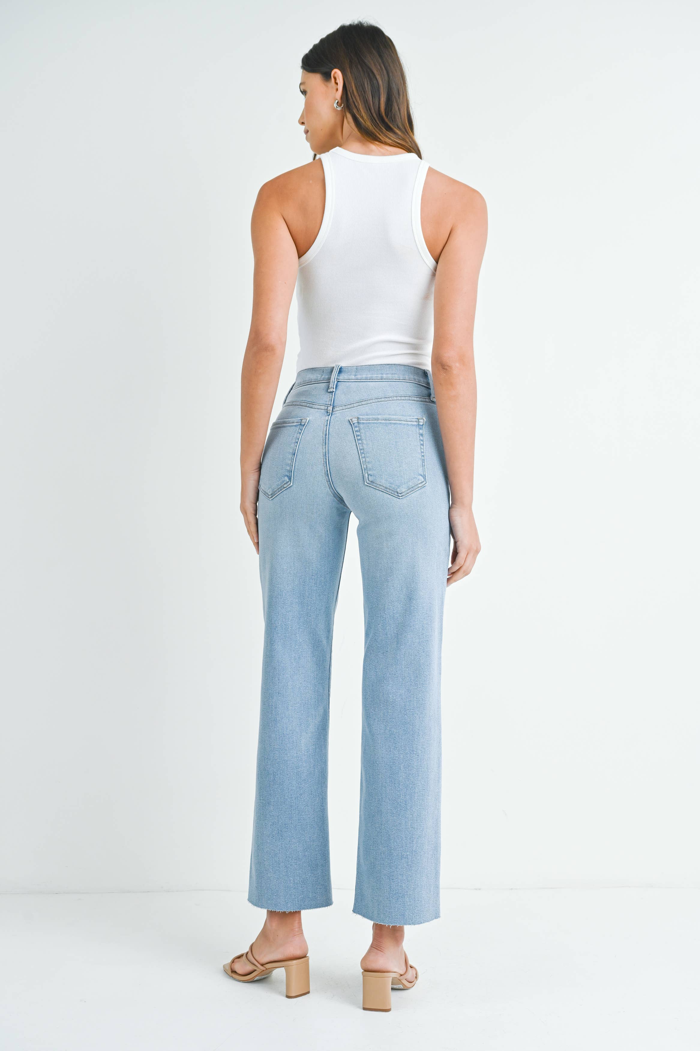 Light Wash Slim Palazzo w/ Scissor Cut