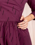 Callie Long Sleeve Wrap Dress - Diamond Vine Dark Purple