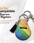 Neoprene AirTag Compatible Case Keychain – Rainbow Stripe