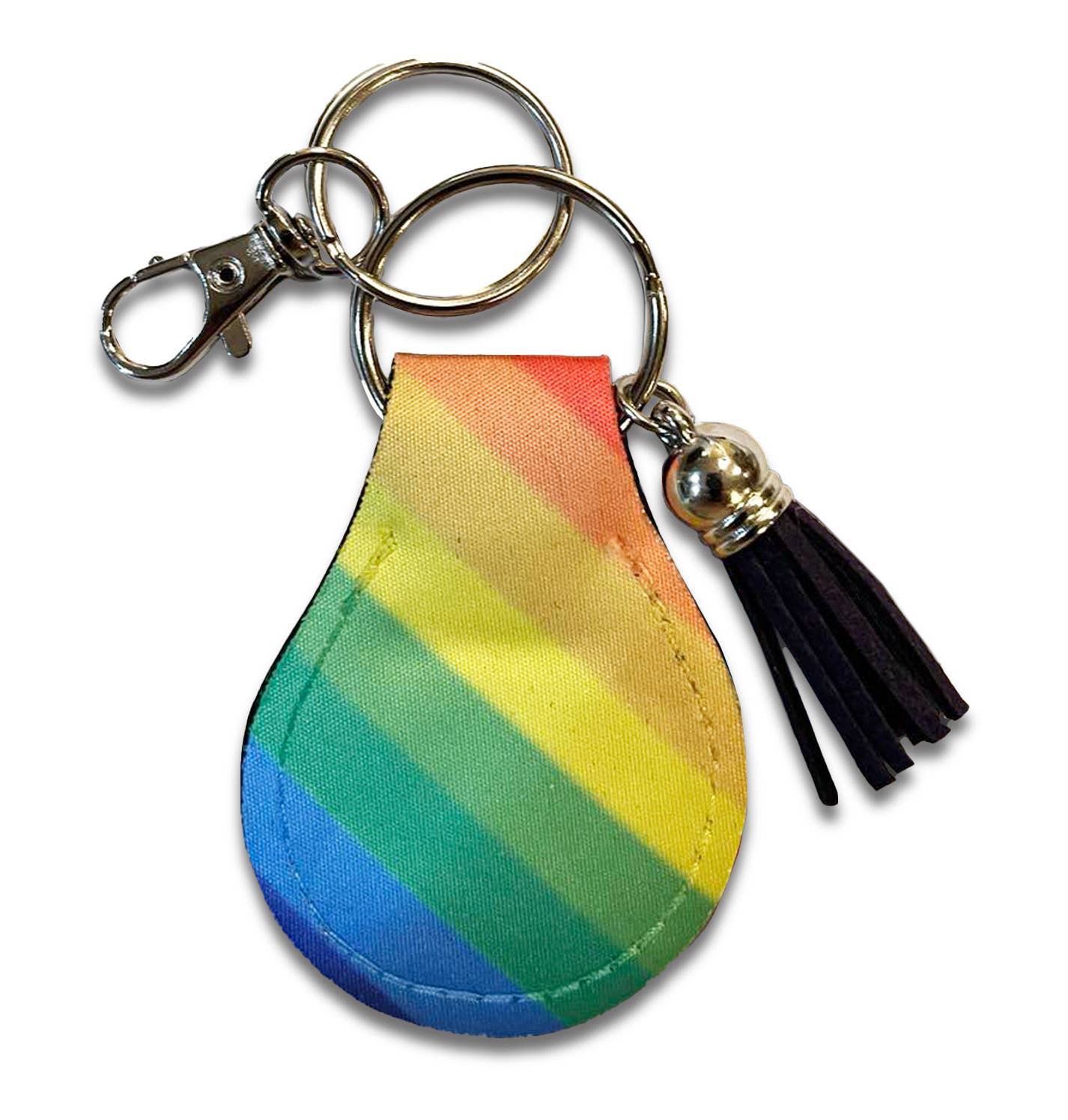 Neoprene AirTag Compatible Case Keychain – Rainbow Stripe