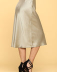 Made in USA Solid Satin Midi Skirt