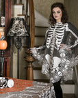 Skeleton 60x60 Pewter Lace Halloween Poncho Costume