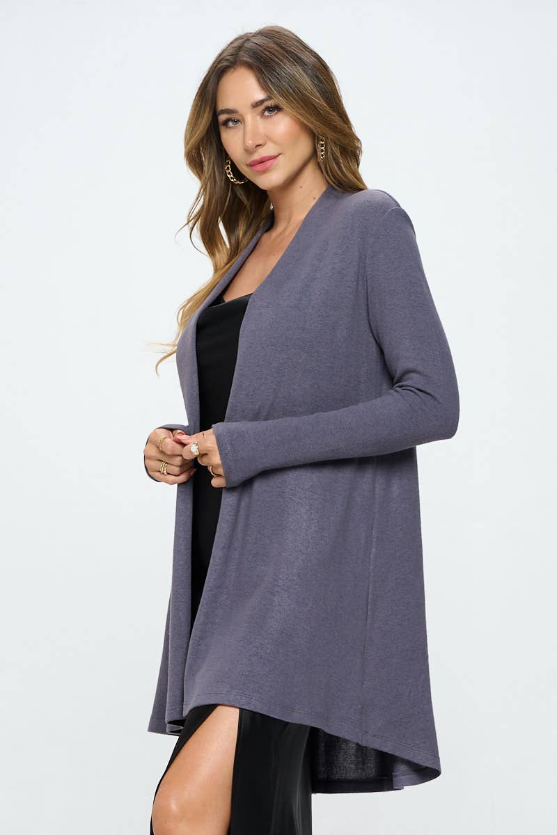 Made in USA Brushed Knit Draped Cardigan with Cashmere Feel