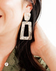 Kennedy Statement Earrings - Champagne Checkered