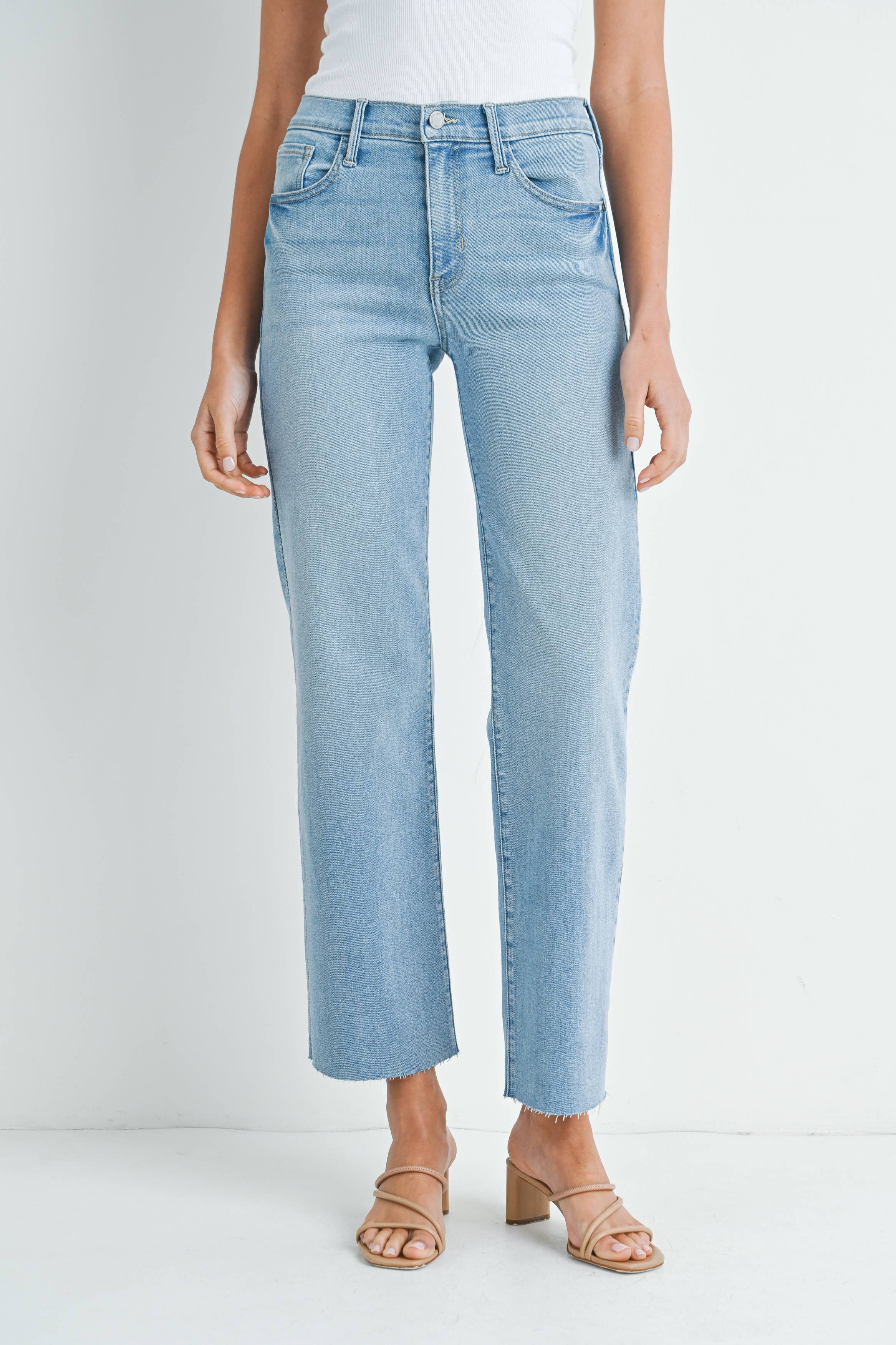 Light Wash Slim Palazzo w/ Scissor Cut