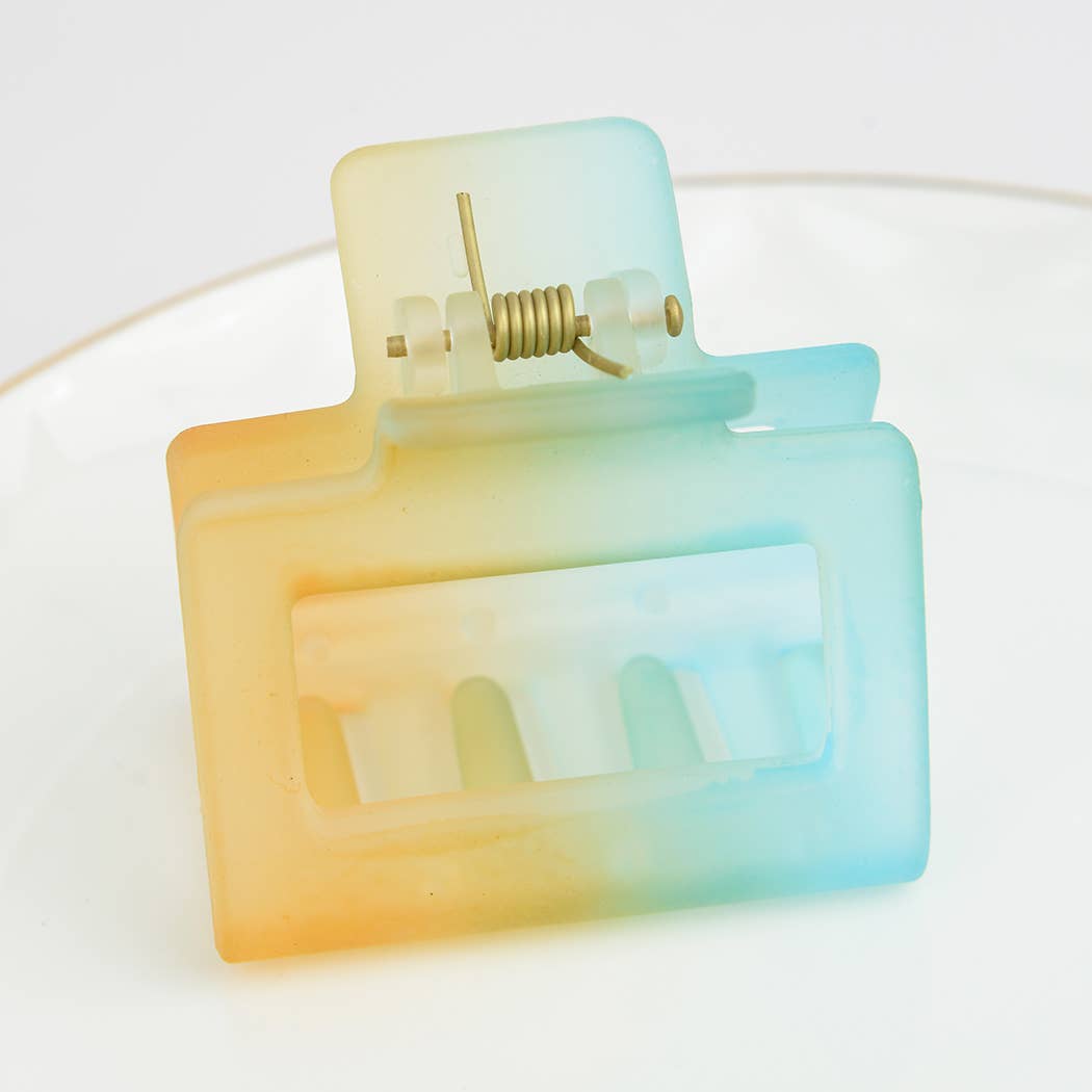 French Matte Gradient Square Medium Hair Claw Clips