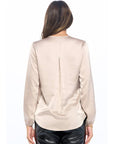 Silky Satin Long Sleeve Surplice Top