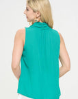 Made in USA Solid V neck Top with Drape Neckline