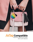 Neoprene AirTag Compatible Case Keychain – Rainbow Stripe