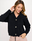 Thick Knit Long Sleeve Cardigan with Buttons
