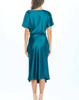 Made in USA Satin Stretch Print Dress with Slit