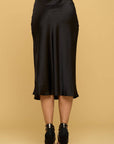 Made in USA Solid Satin Midi Skirt