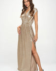 Made in USA Sleeveless Metallic Maxi Dress