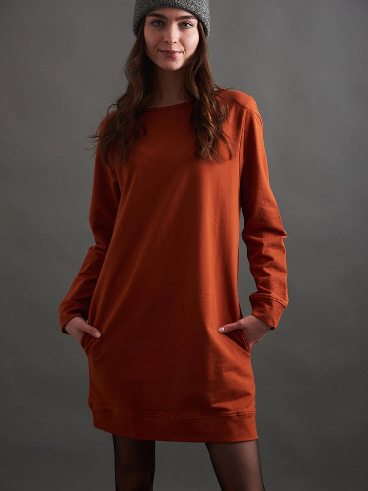 orange sweatshirt dress Sweatshirt Dress Loop Knit Clay - Fair Trade Dresses