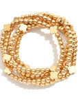 Metal Tone Beaded Stretch Bracelet