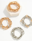 Metal Tone Beaded Stretch Bracelet