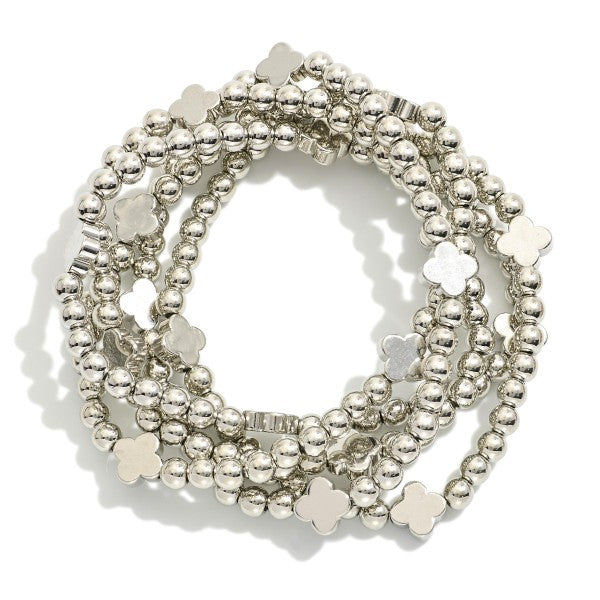 Metal Tone Beaded Stretch Bracelet