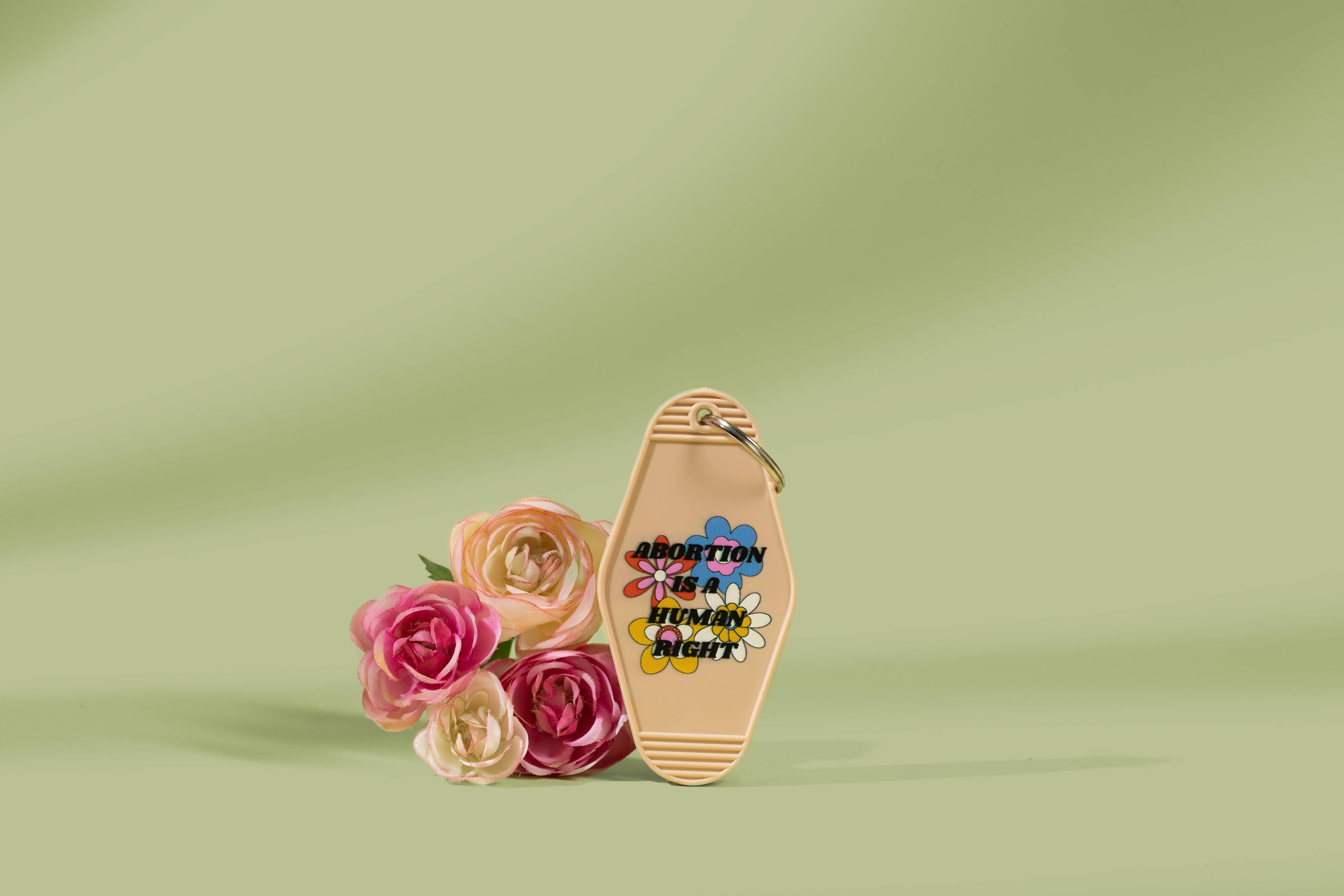 Abortion is a Human Right Pro-Choice Keychain '70s Groovy