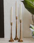 *NEW* Gold Cast Iron Taper Candle Holders, Set of 3