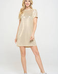 Made in USA Metallic Short Sleeve Dress