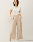 Striped Linen Blend Wide Leg Pants