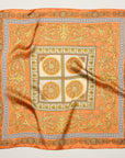 Satin Baroque Square Scarf | Vintage Ornate Scroll Print